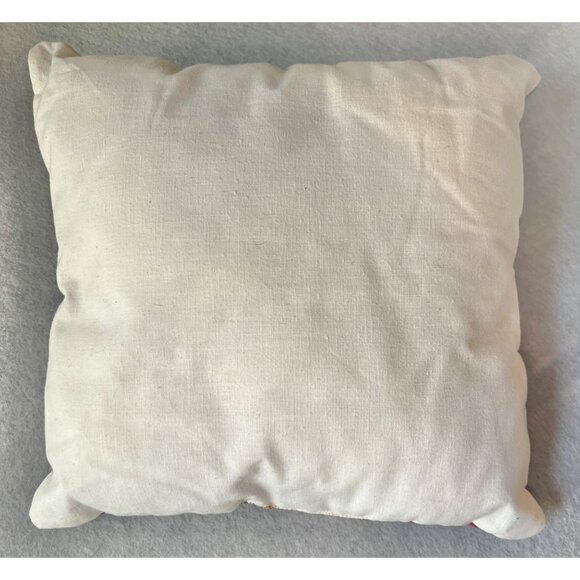 Handmade12x12 Dachshund Pillow Button Eyes Holly On Hat Plaid Front & Cream Back - Picture 2 of 5